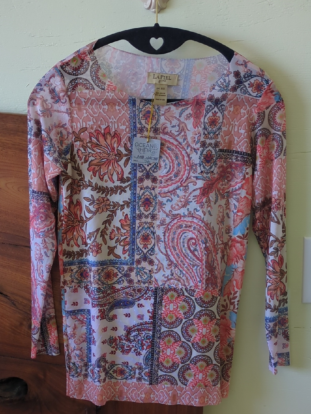 La Fiel Pink Paisley Print Long Sleeve Top